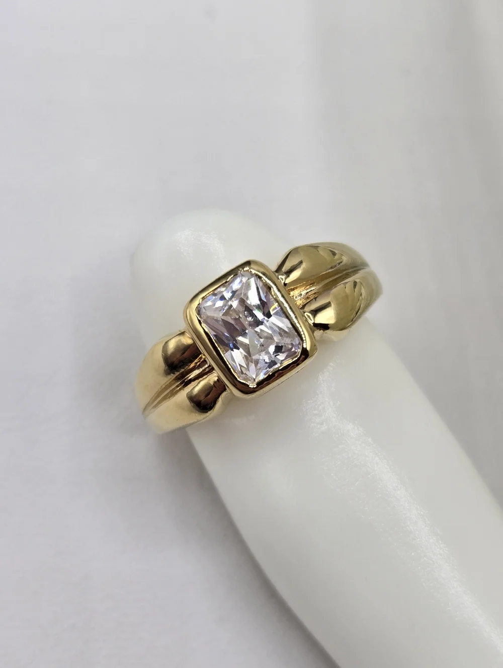 Swarovski Gold-Tone Ring with Clear Emerald-Cut Crystal